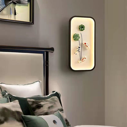 Chinese Leaf Plum Blossom Iron Acrylic LED Wall Sconce Lamp