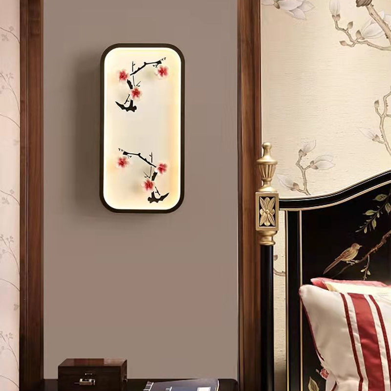 Chinese Leaf Plum Blossom Iron Acrylic LED Wall Sconce Lamp