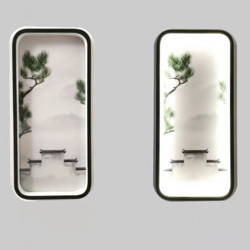 Chinese Leaf Plum Blossom Iron Acrylic LED Wall Sconce Lamp