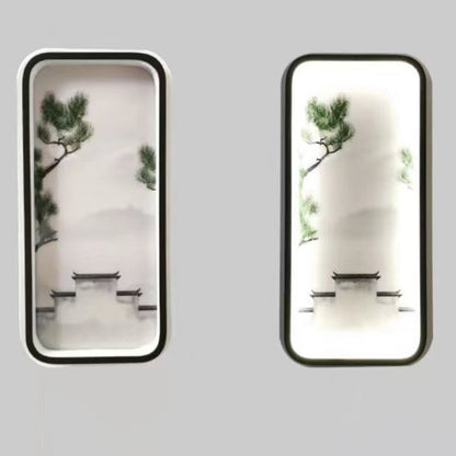 Chinese Leaf Plum Blossom Iron Acrylic LED Wall Sconce Lamp