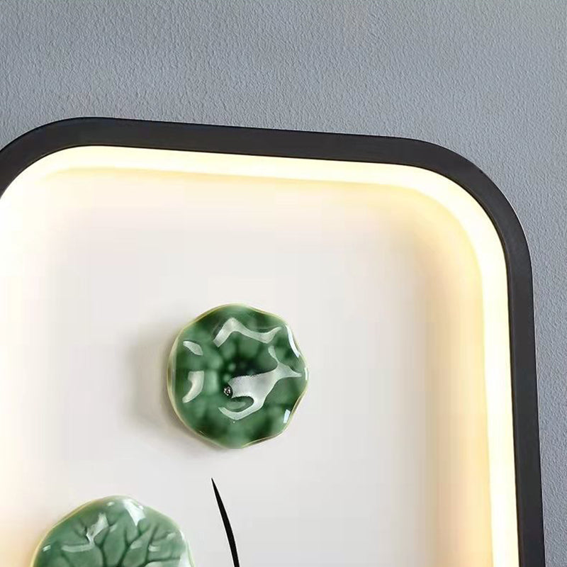 Chinese Leaf Plum Blossom Iron Acrylic LED Wall Sconce Lamp