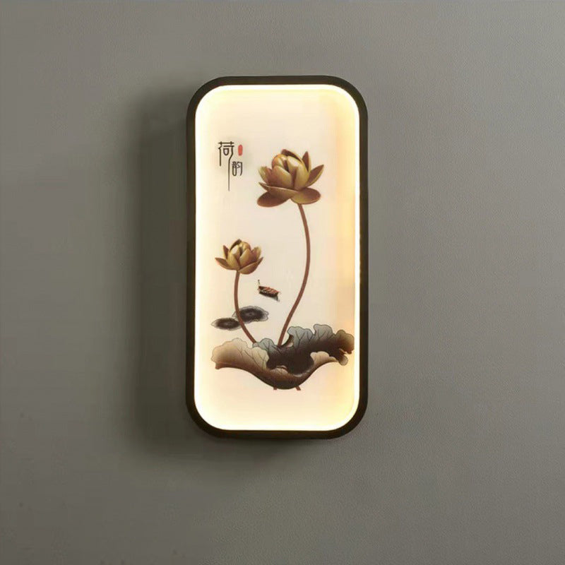 Chinese Leaf Plum Blossom Iron Acrylic LED Wall Sconce Lamp