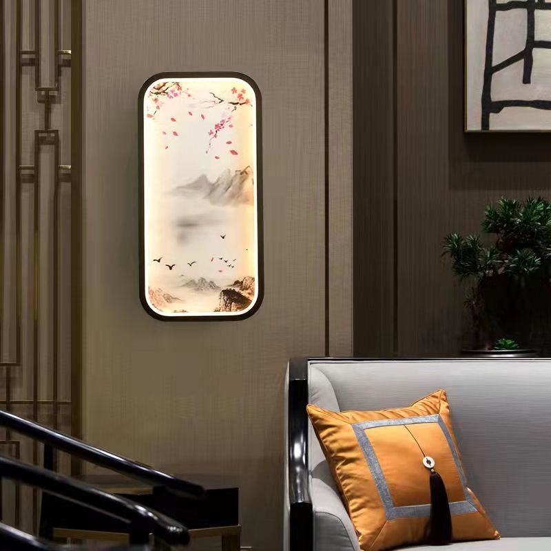 Chinese Leaf Plum Blossom Iron Acrylic LED Wall Sconce Lamp