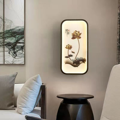Chinese Leaf Plum Blossom Iron Acrylic LED Wall Sconce Lamp