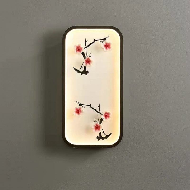 Chinese Leaf Plum Blossom Iron Acrylic LED Wall Sconce Lamp