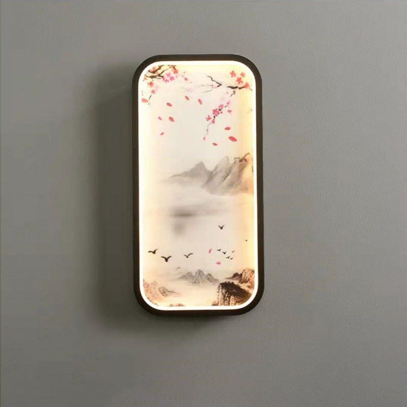 Chinese Leaf Plum Blossom Iron Acrylic LED Wall Sconce Lamp