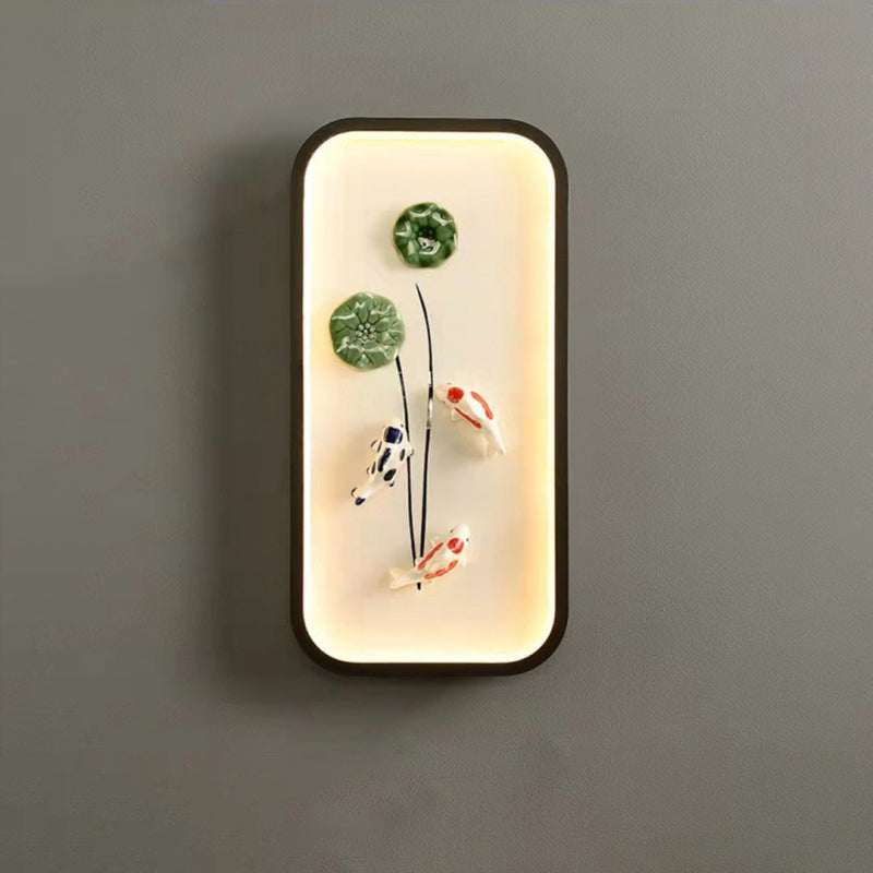 Chinese Leaf Plum Blossom Iron Acrylic LED Wall Sconce Lamp