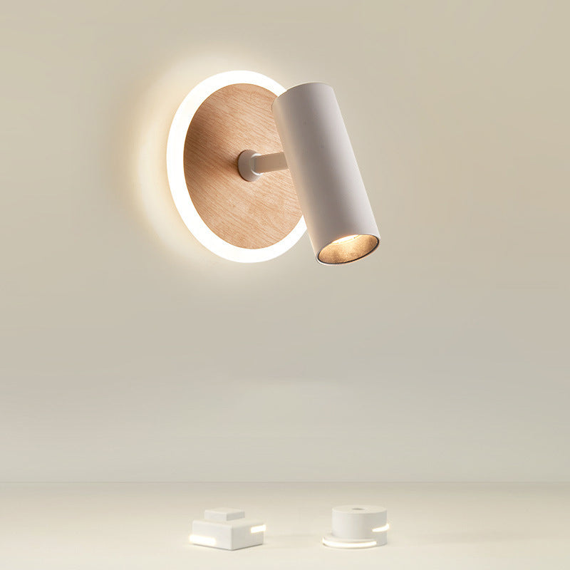 Iron Wood Grain Acrylic LED Spotlight Wall Sconce Lamp