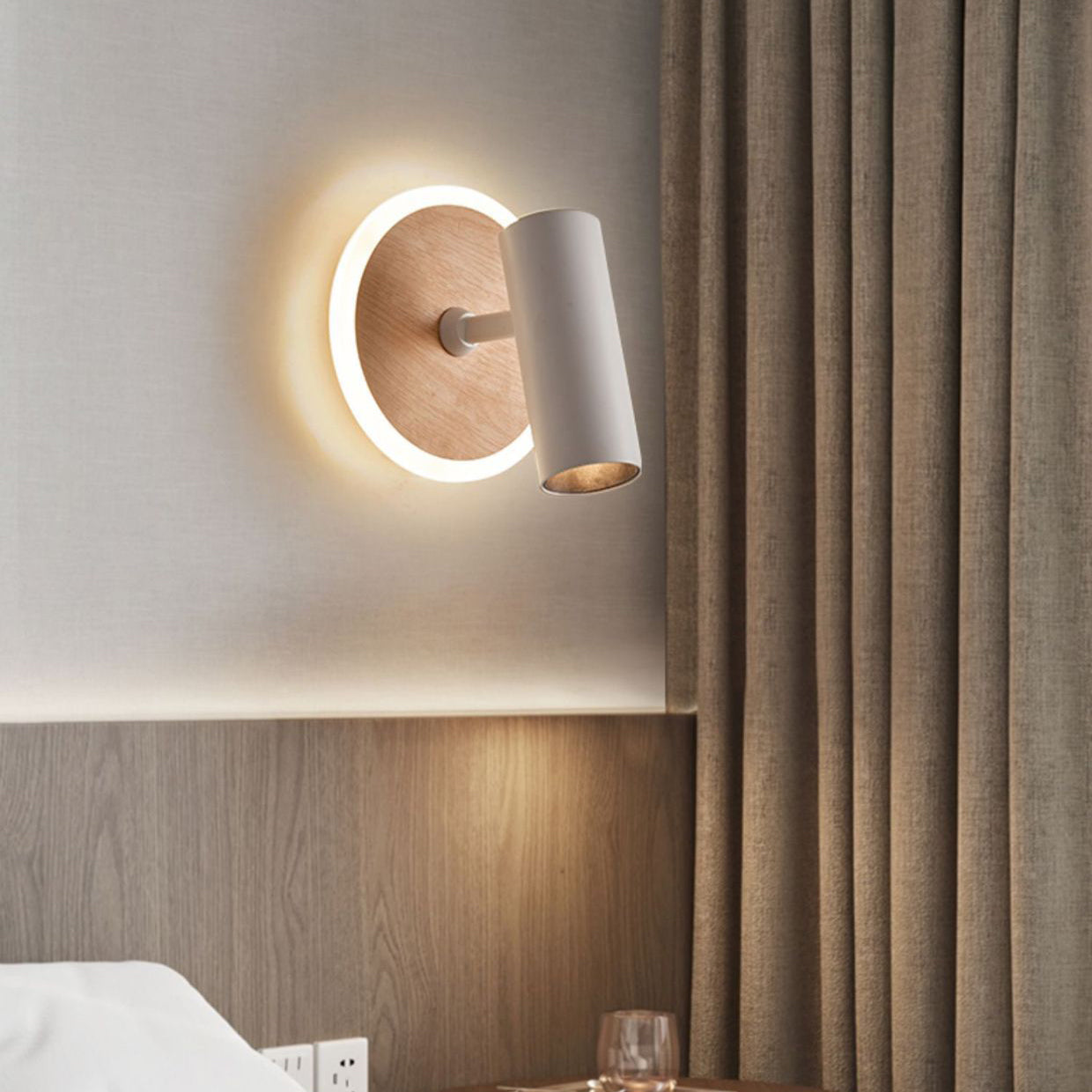 Iron Wood Grain Acrylic LED Spotlight Wall Sconce Lamp