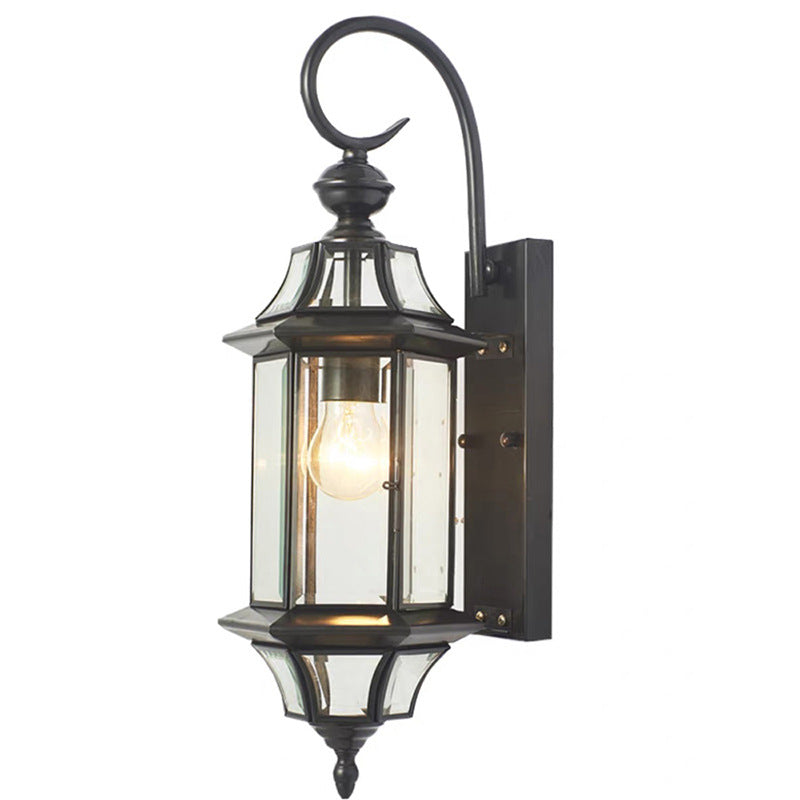 Waterproof Glass Column Shade 1-Light Wall Sconce Lamp
