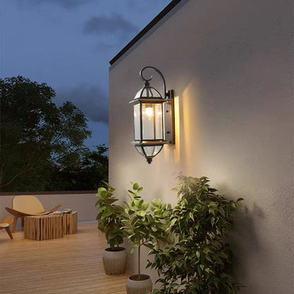 Waterproof Glass Column Shade 1-Light Wall Sconce Lamp