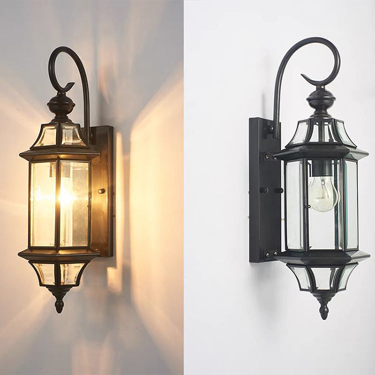 Waterproof Glass Column Shade 1-Light Wall Sconce Lamp