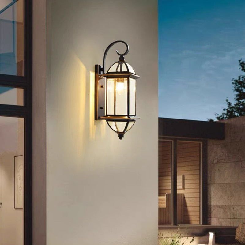 Waterproof Glass Column Shade 1-Light Wall Sconce Lamp