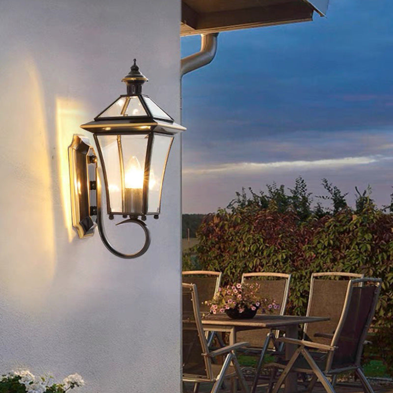 Waterproof Glass Column Shade 1-Light Wall Sconce Lamp
