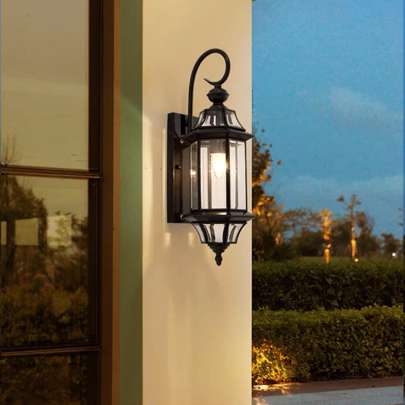Waterproof Glass Column Shade 1-Light Wall Sconce Lamp