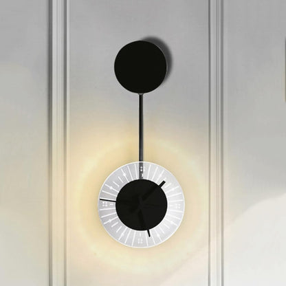 Simplicity Round Iron Acrylic Clock LED Wall Sconce Lamp