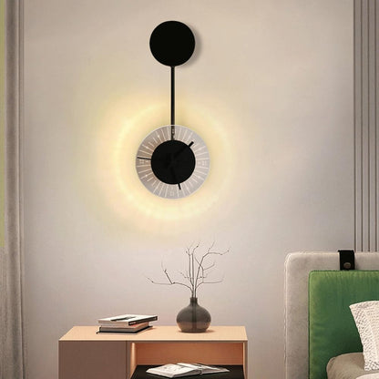 Simplicity Round Iron Acrylic Clock LED Wall Sconce Lamp