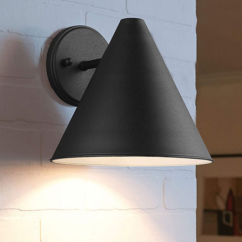 Iron Cone 1-Light Outdoor Waterproof Wall Sconce Lamp