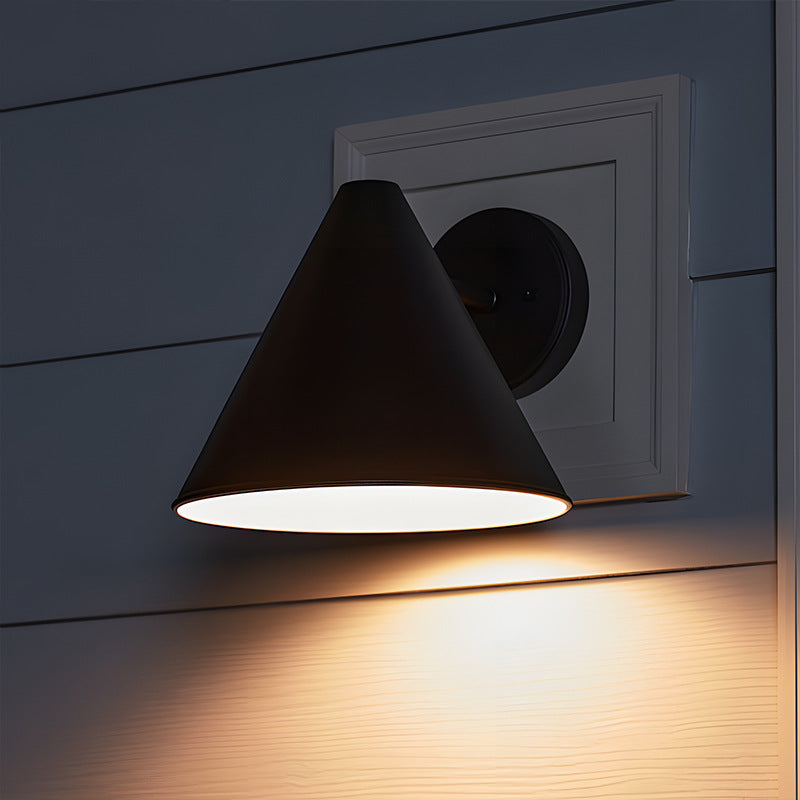 Iron Cone 1-Light Outdoor Waterproof Wall Sconce Lamp