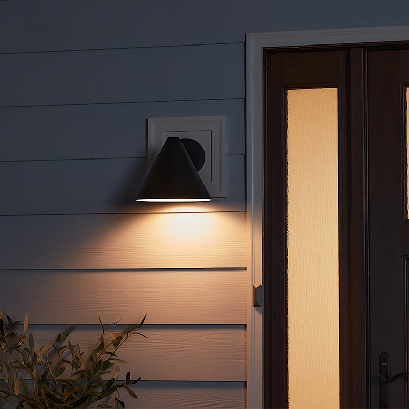 Iron Cone 1-Light Outdoor Waterproof Wall Sconce Lamp