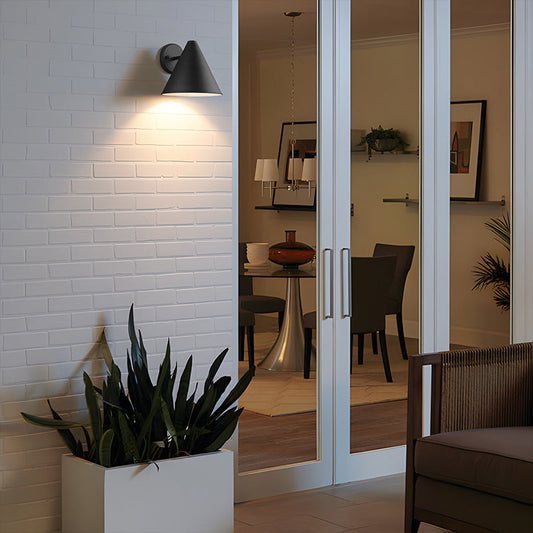 Iron Cone 1-Light Outdoor Waterproof Wall Sconce Lamp