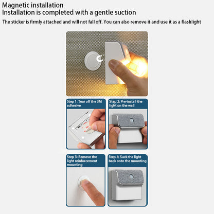 ABS Magnetic LED Human Sensor Night Light Wall Sconce Lamp