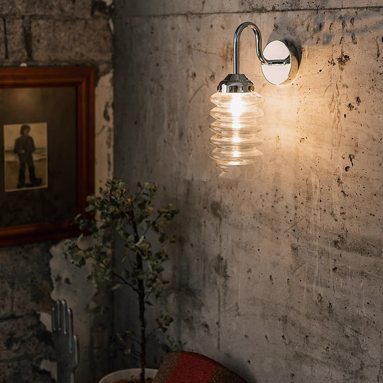 Nordic Brass Glass Column Shade 1-Light Wall Sconce Lamp
