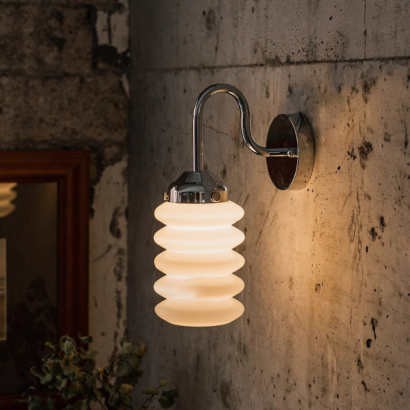 Nordic Brass Glass Column Shade 1-Light Wall Sconce Lamp