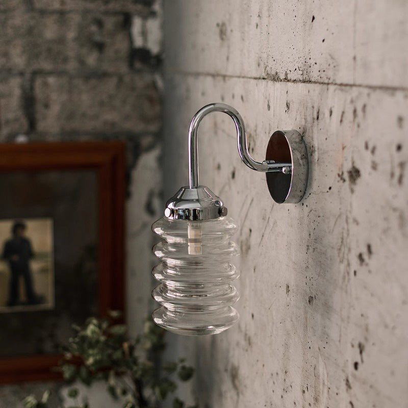 Nordic Brass Glass Column Shade 1-Light Wall Sconce Lamp