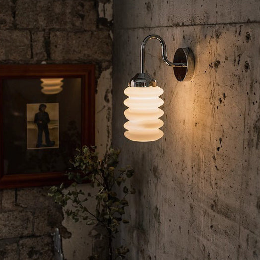 Nordic Brass Glass Column Shade 1-Light Wall Sconce Lamp