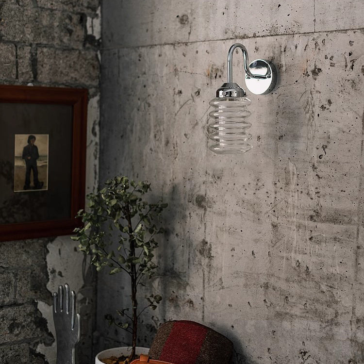 Nordic Brass Glass Column Shade 1-Light Wall Sconce Lamp