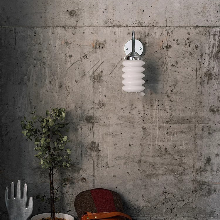 Nordic Brass Glass Column Shade 1-Light Wall Sconce Lamp