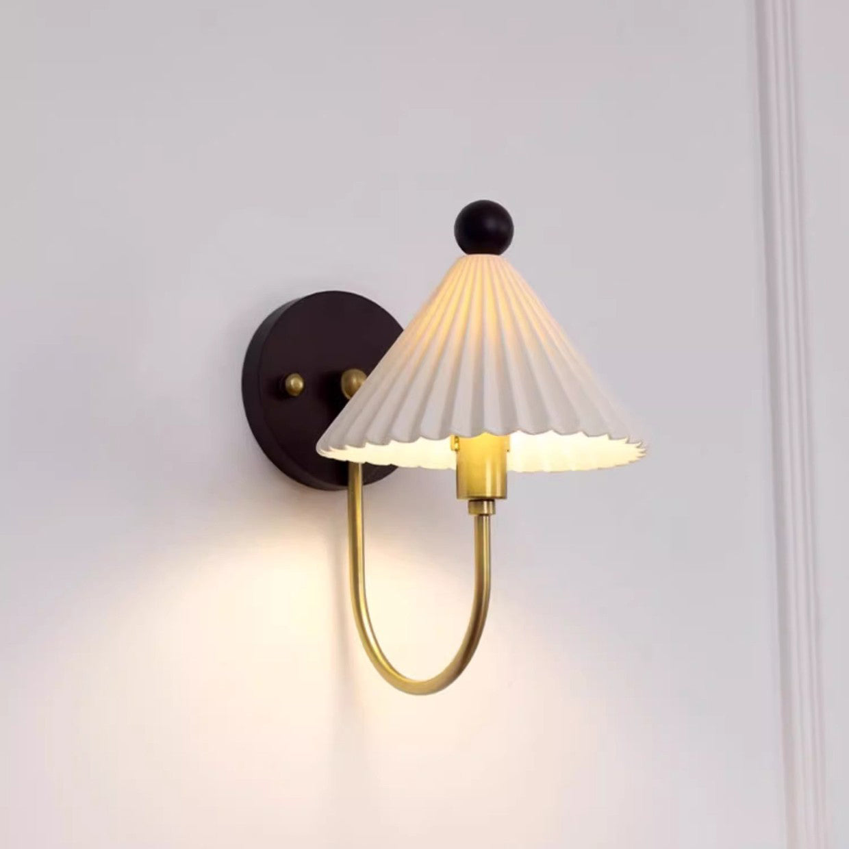 Scandinavian Shade Solid Wood 1-Light Wall Sconce Lamp