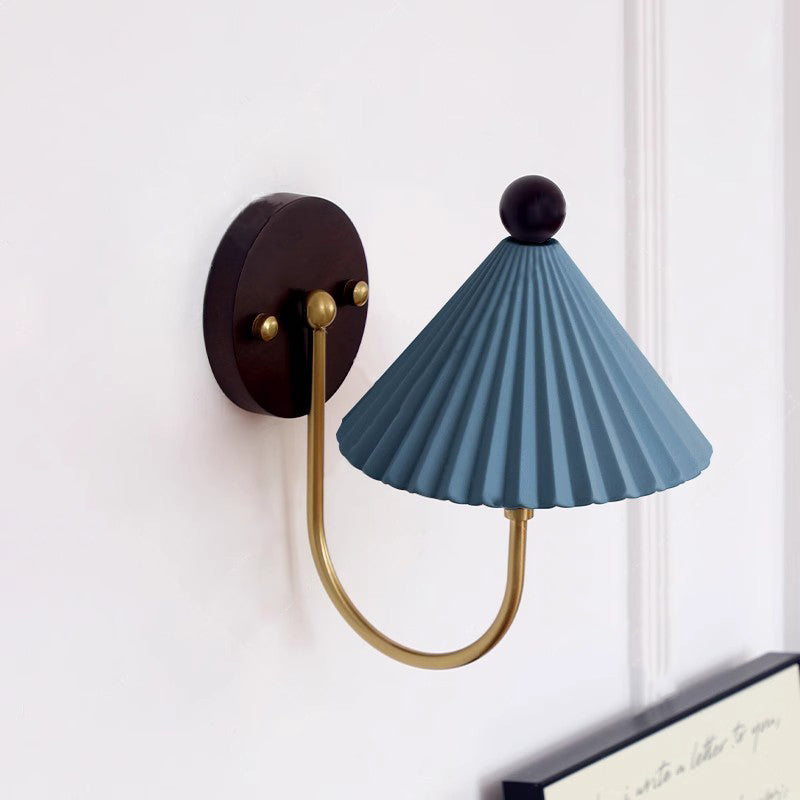 Scandinavian Shade Solid Wood 1-Light Wall Sconce Lamp