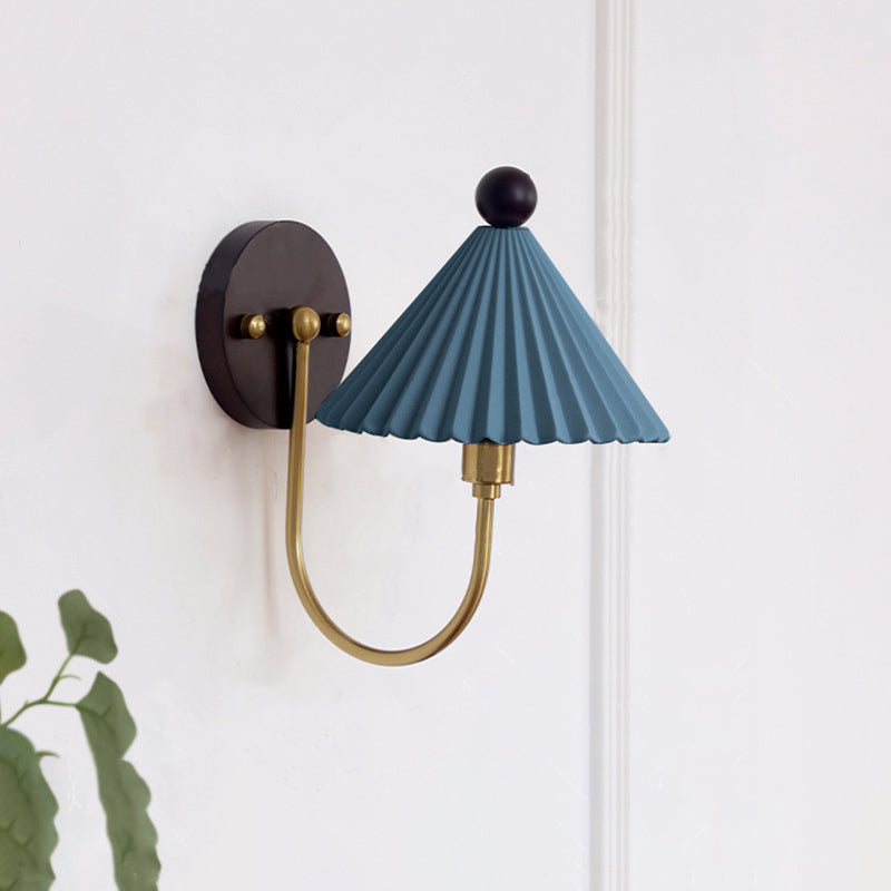 Scandinavian Shade Solid Wood 1-Light Wall Sconce Lamp