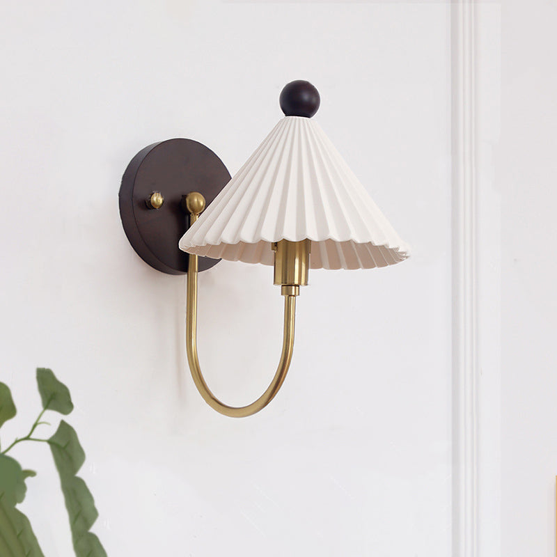 Scandinavian Shade Solid Wood 1-Light Wall Sconce Lamp
