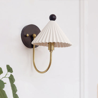 Scandinavian Shade Solid Wood 1-Light Wall Sconce Lamp