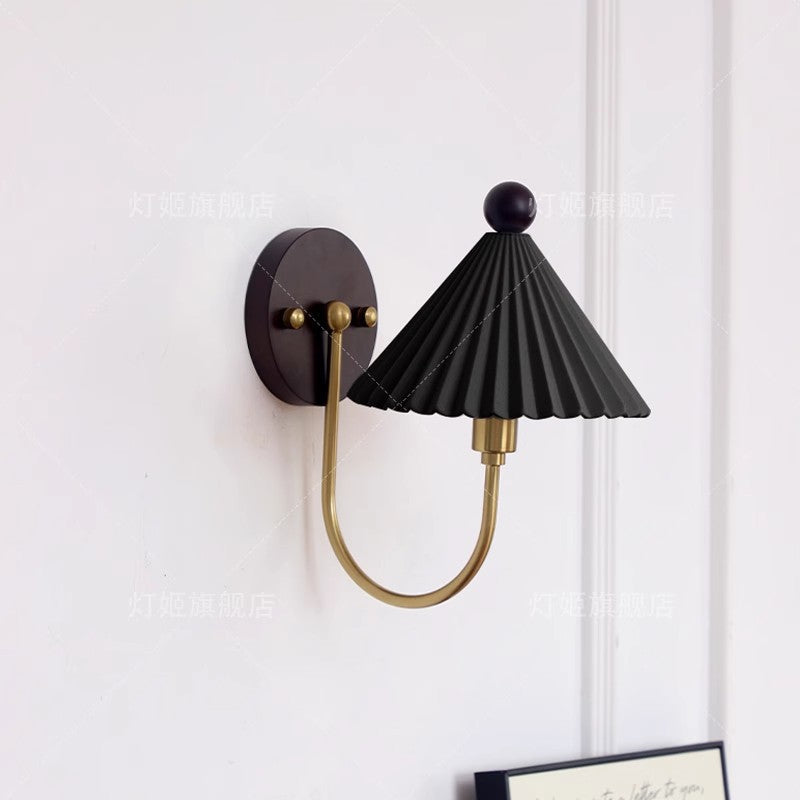 Scandinavian Shade Solid Wood 1-Light Wall Sconce Lamp