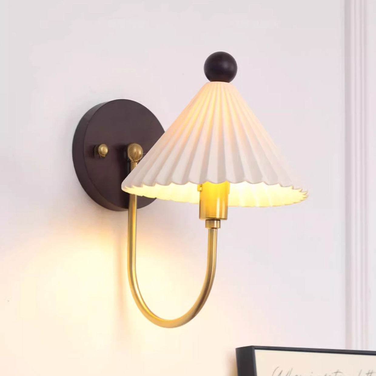 Scandinavian Shade Solid Wood 1-Light Wall Sconce Lamp