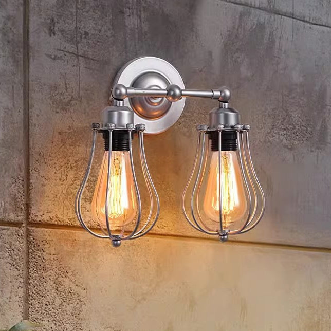 Iron Frame Gourd Shade 1/2-Light Wall Sconce Lamp