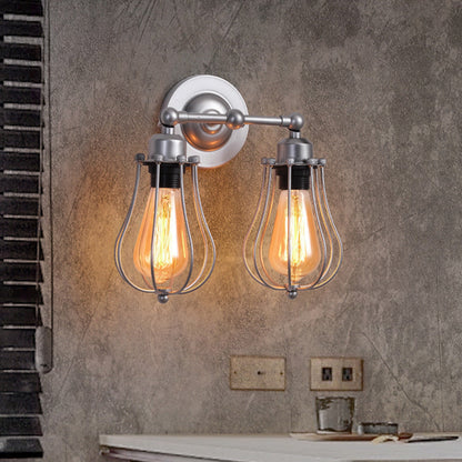 Iron Frame Gourd Shade 1/2-Light Wall Sconce Lamp