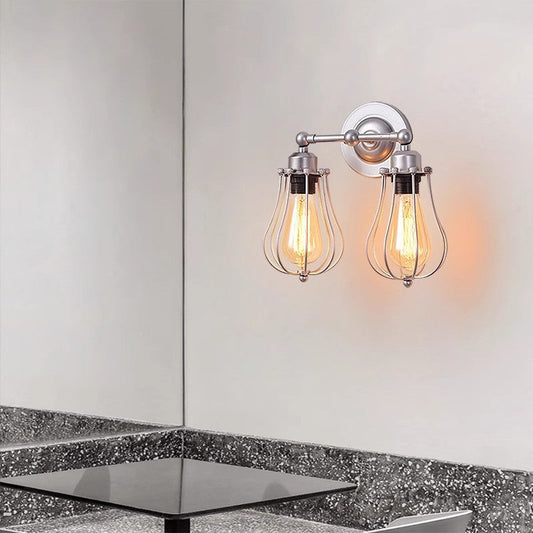 Iron Frame Gourd Shade 1/2-Light Wall Sconce Lamp