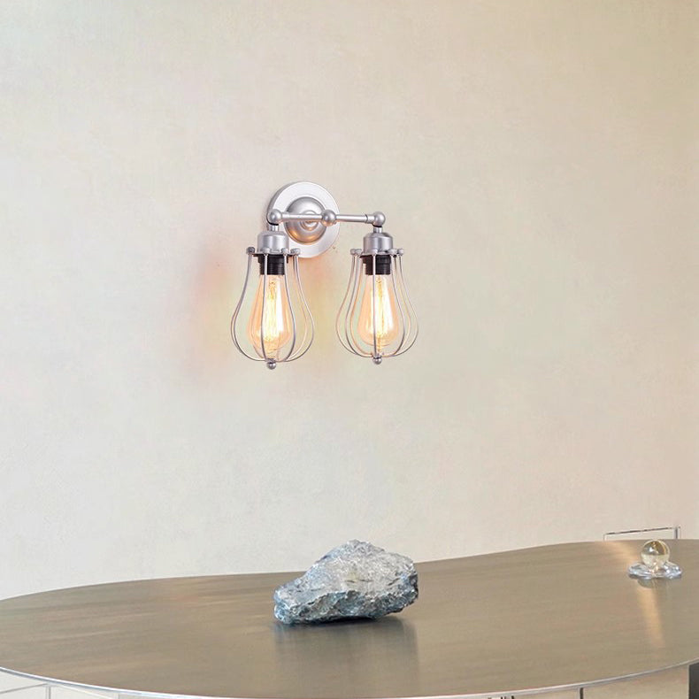 Iron Frame Gourd Shade 1/2-Light Wall Sconce Lamp