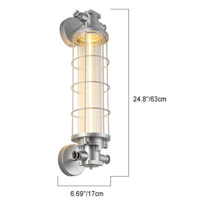 Industrial Cylinder Hardware Glass 1-Light Wall Sconce Lamp