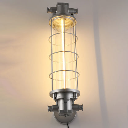 Industrial Cylinder Hardware Glass 1-Light Wall Sconce Lamp