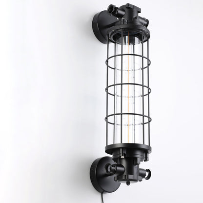 Industrial Cylinder Hardware Glass 1-Light Wall Sconce Lamp