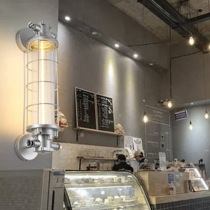 Industrial Cylinder Hardware Glass 1-Light Wall Sconce Lamp
