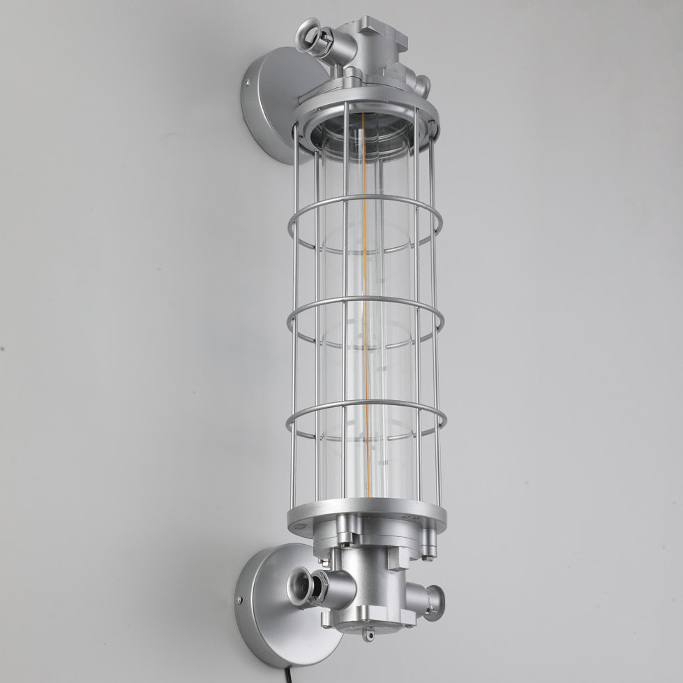 Industrial Cylinder Hardware Glass 1-Light Wall Sconce Lamp