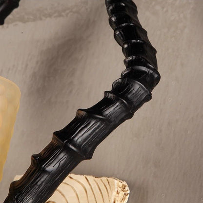 Resin Antlers Glass Cylinder Shade 1-Light Wall Sconce Lamp