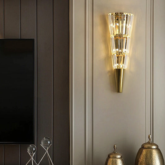 Stainless Crystal Cone Shade 3/5/7-Light Wall Sconce Lamp